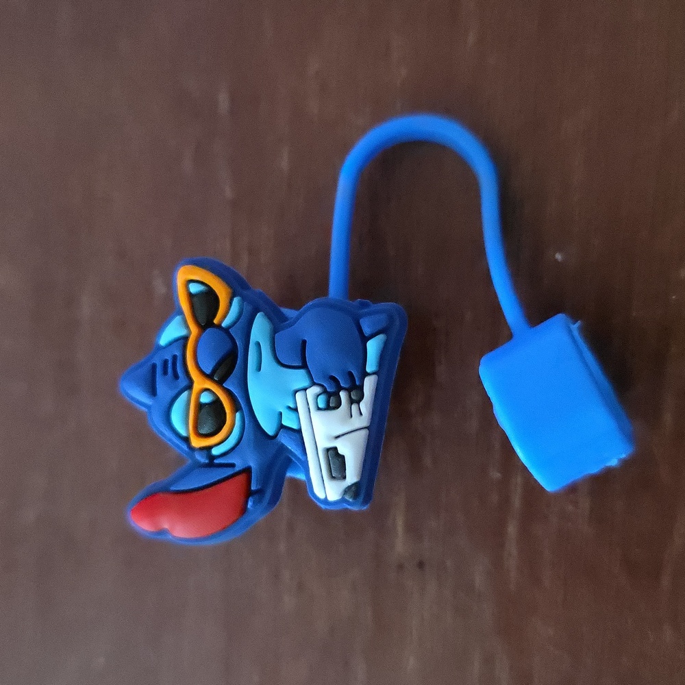 Blue Alien Gaming Straw Topper Blue Silicone Tumbler Accessory Sunglasses